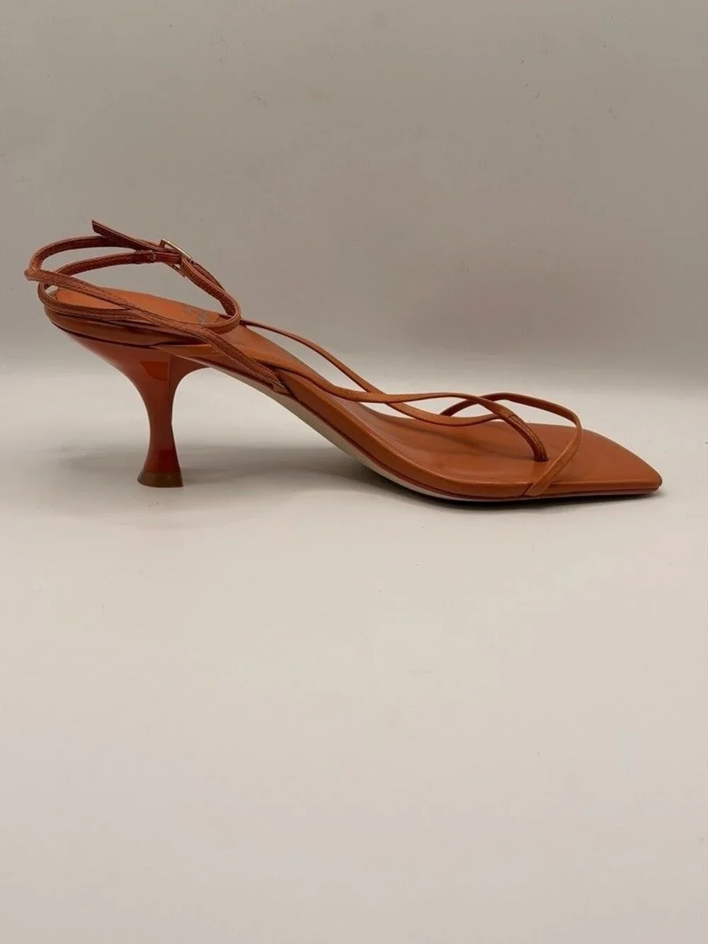 Jeffrey Campbell Women Fluxx Leather Burnt Orange Heel Sandal Sz 9.5